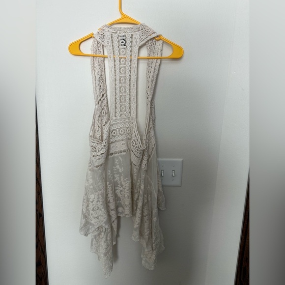 Vanity Sweaters - Vanity Cream Lace Cardigan